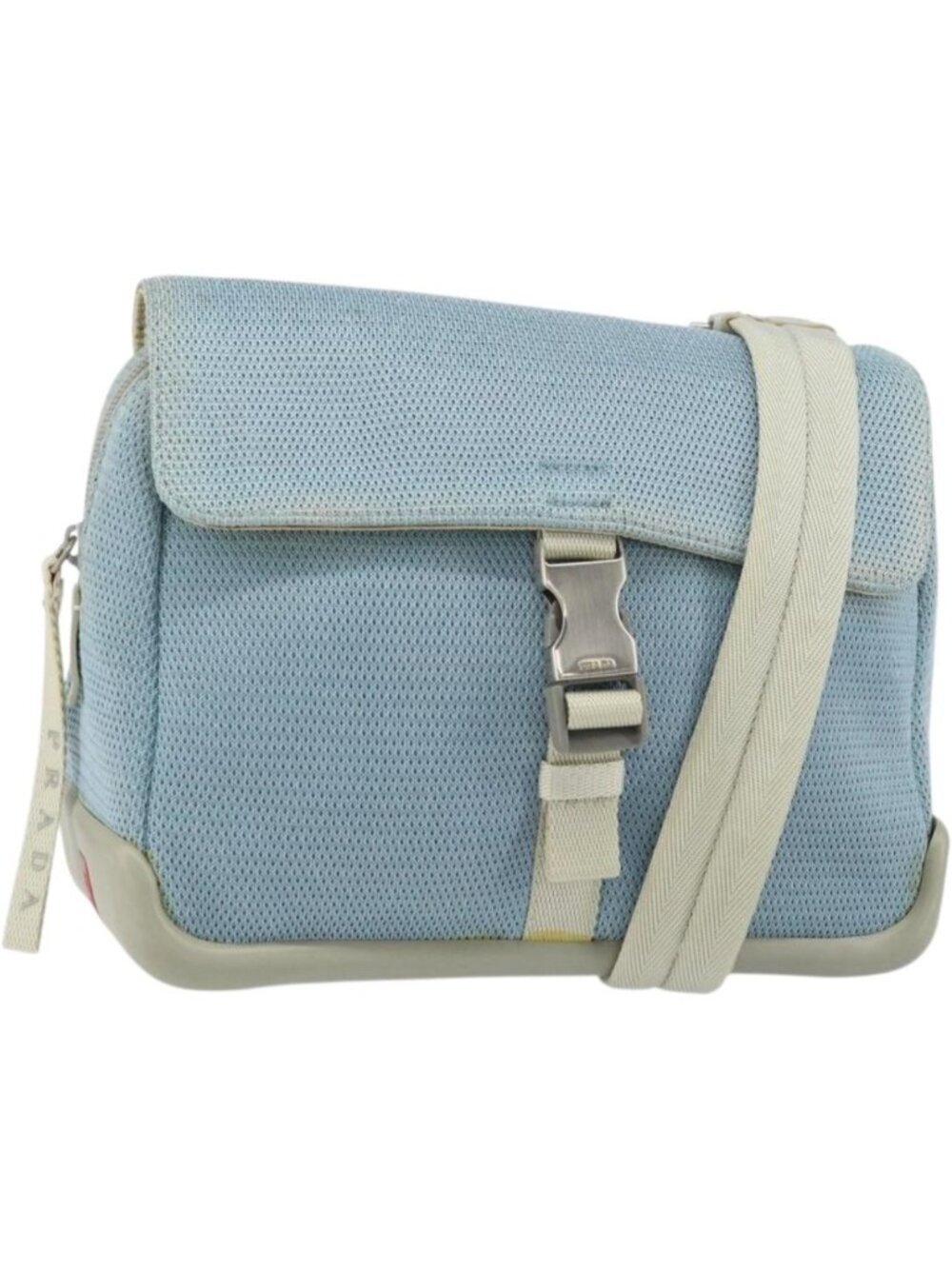 PRADA Shoulder Bag Nylon Light Blue Silver